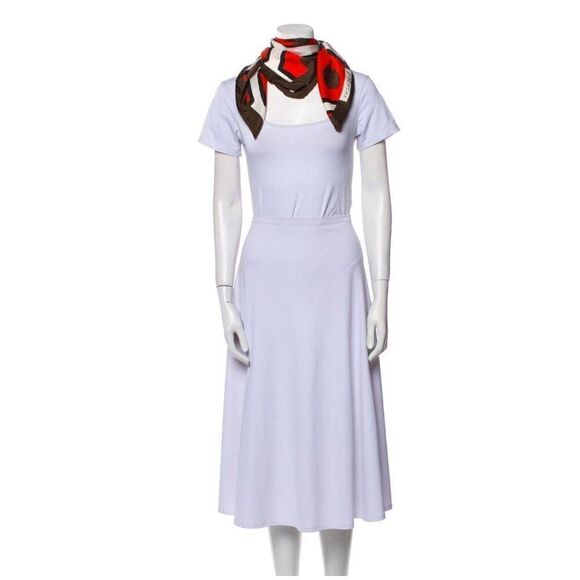 givenchy Authentic Red Brown Black White Geometric Square Silk Scarf - Picture 3 of 7